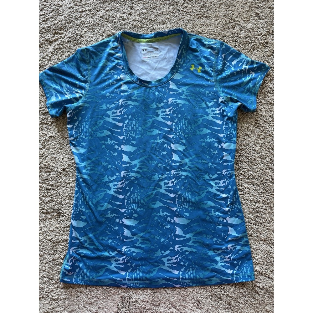 Under Armour Women's Blue Tie Dye Fitted Tee‎ Size L